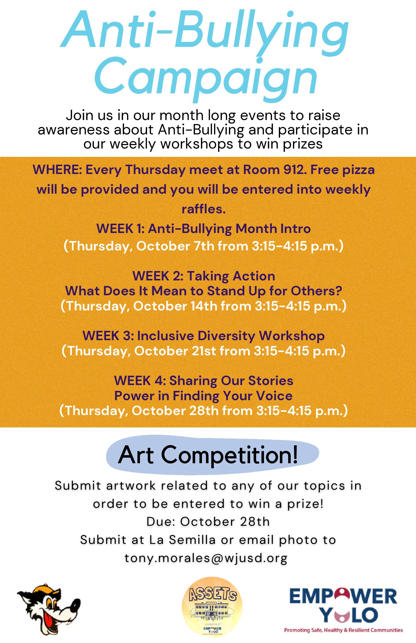 Anti Bullying Month Flyer 2021 Empower Yolo