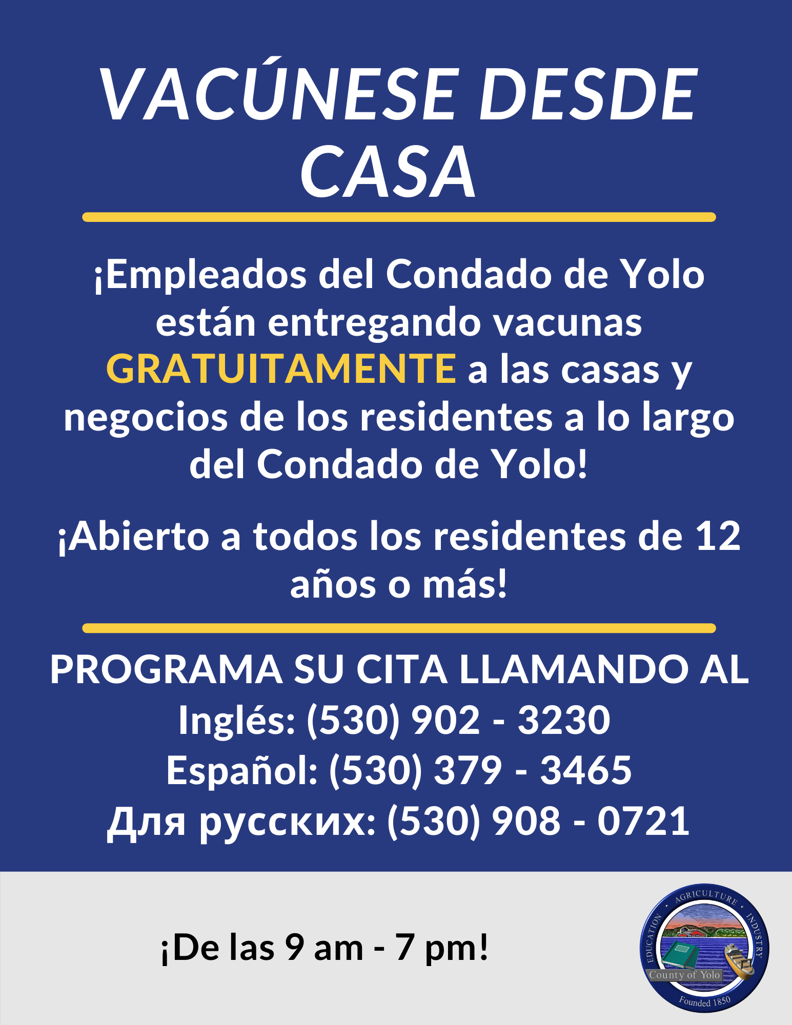 Free Call To Order Vaccine Oct (SP)