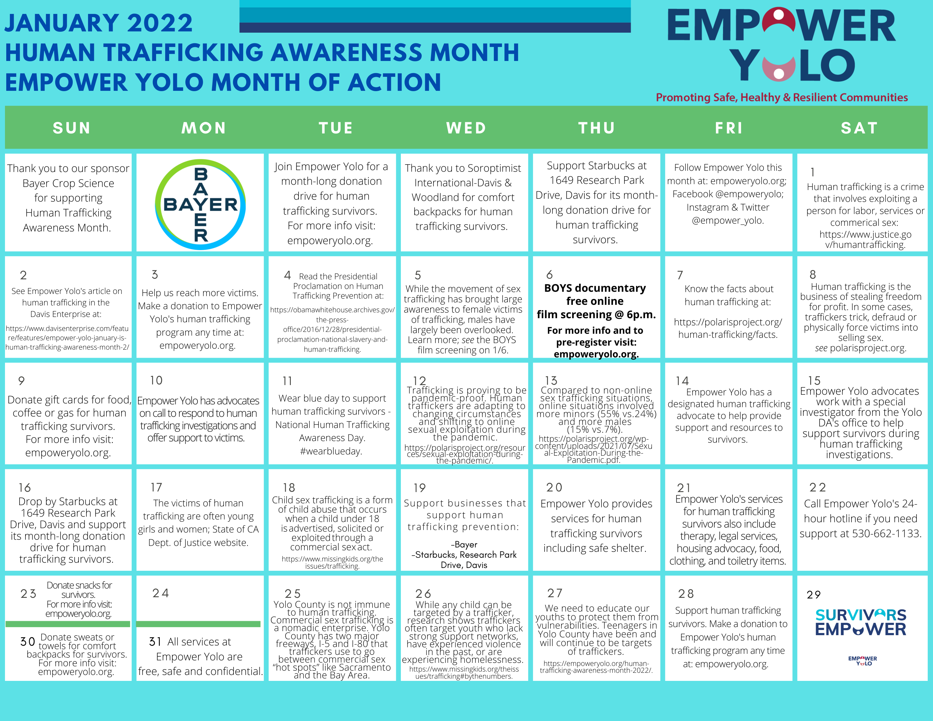 Human Trafficking Awareness Month Calendar 2022 Final Empower Yolo 7432