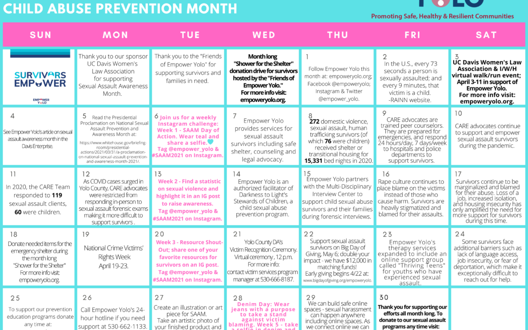 Sexual Assault Awareness Month Calendar 2021 Finaldraft Empower Yolo 3498