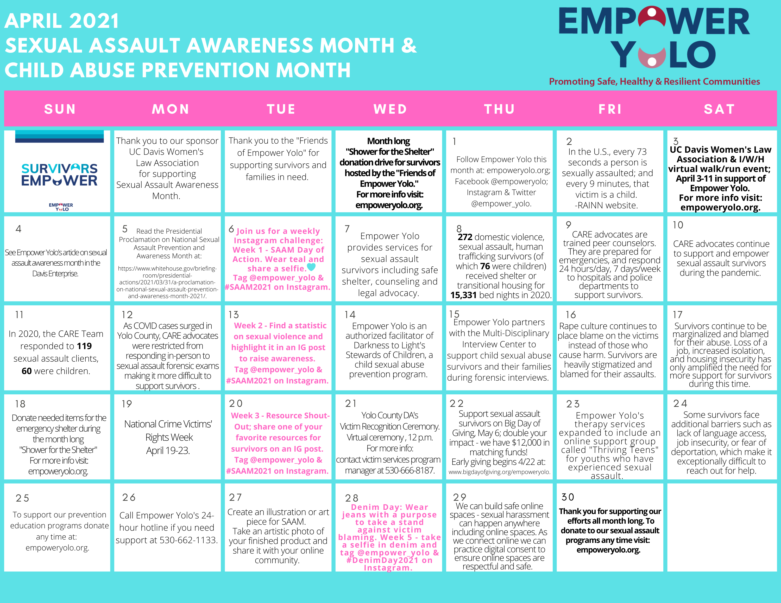 Sexual Assault Awareness Month Calendar 2021 Finaldraft Empower Yolo